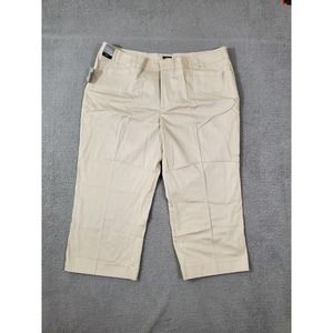 Vintage Mossimo Stretch Pants Womens 24W Beige Cropped Slim Though Hip and Thigh